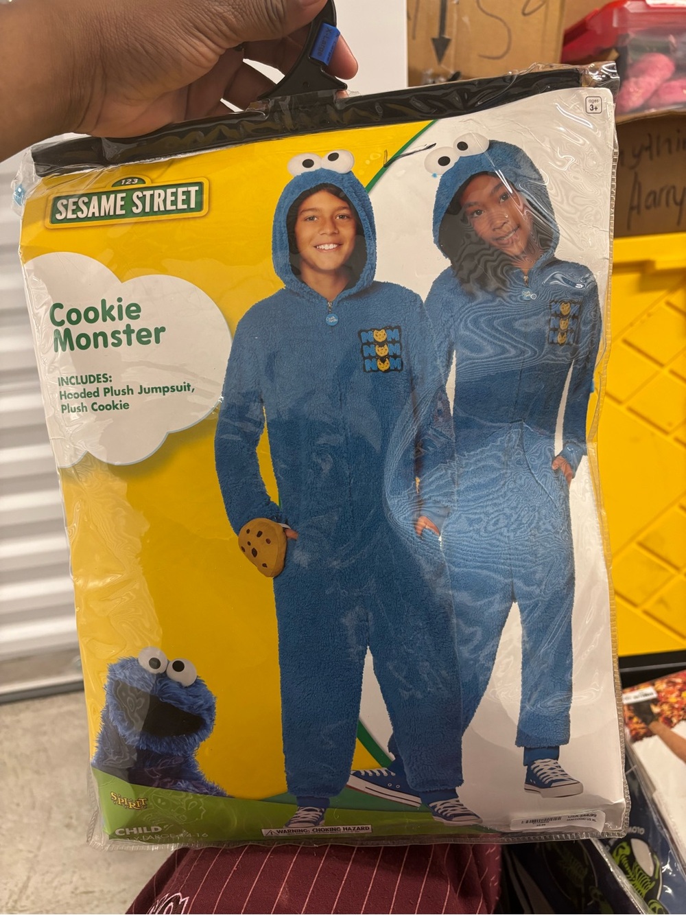 Spirit Halloween Kids Blue Cookie Monster Jumpsuit - Sesame Street Elmo XL